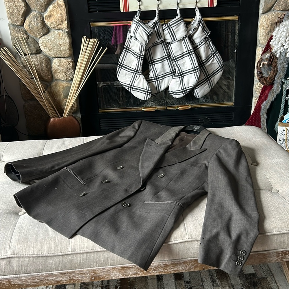 Yves Saint Laurent YSL Brown 100% Worsted Wool Suit Blazer